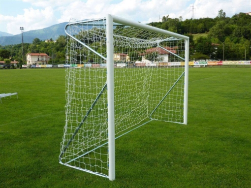 Picture of Poarta Futsal Aluminiu 3x2 m, independenta, cu colturi sudate si suporturi rabatabile pentru plasa